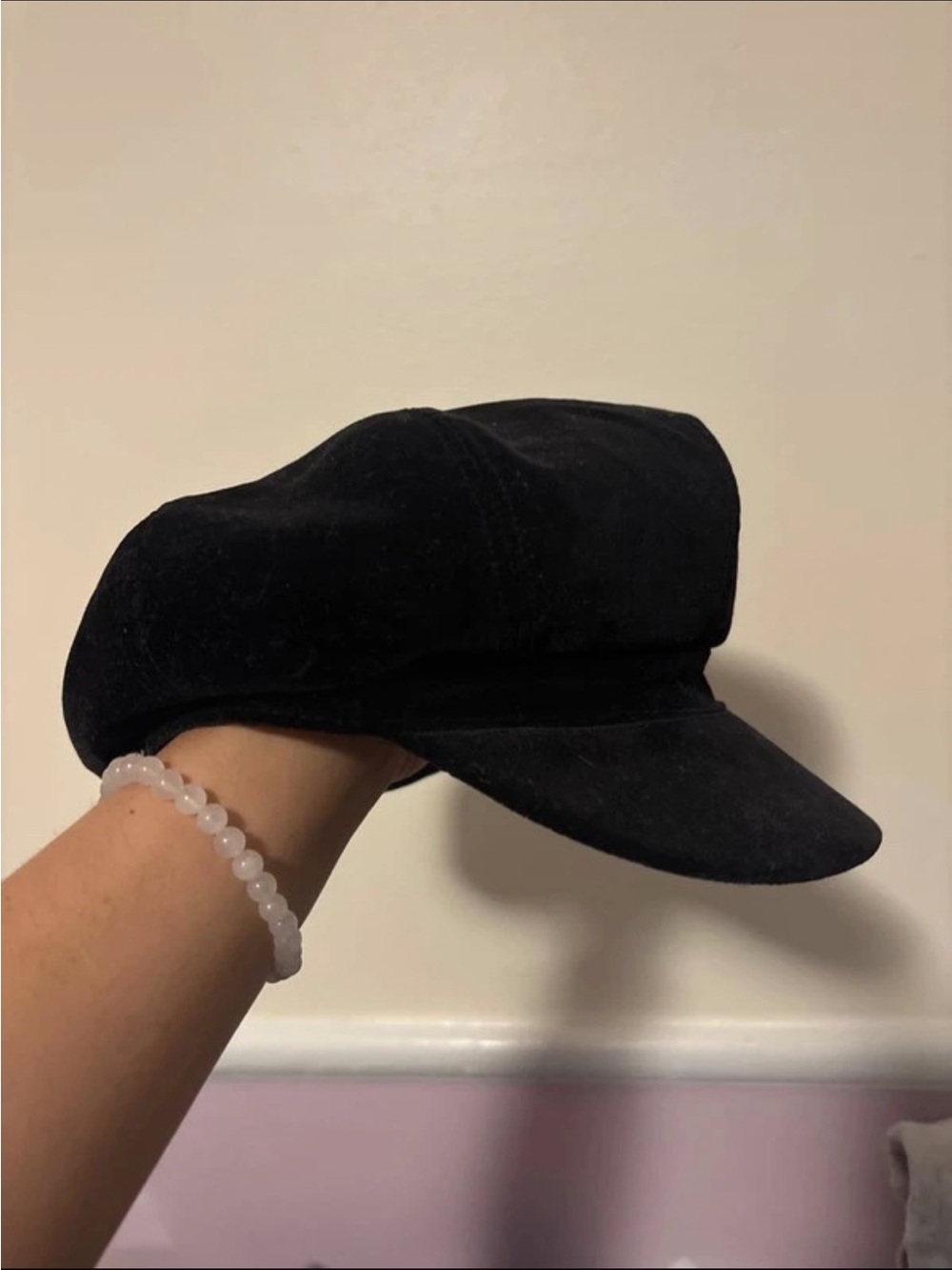 Black Suede Newsboy Cap - Men Accessories